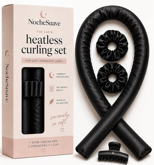NocheSuave Heatless Curls Overnight Hair Curler, Satin Curling Rod Headband, Heatless Curlers to Sleep In, Soft No Heat Hair Curlers for Long & Medium Hair